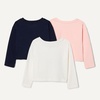 Amazon Essentials Babies, Toddlers and Girls’ Long Sleeve Cotton T-Shirts, Pack of 3(Ivory/Navy/Pink)