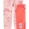Amazon Essentials Disney | Marvel | Star Wars | Princess Girls and Toddlers’ Fleece Jogger Sweatpants, Pack of 2(Pink Marvel Avengers)