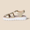Amazon Essentials Girls’ Closed Toe Fisherman Sandals(Pale Metallic Gold Faux Leather)
