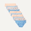 Amazon Essentials Girls’ Cotton Jersey Bikini Underwear(Peach/ Flower/ Stripes)