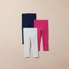 Amazon Essentials Girls’ Cotton Stretch Leggings, Multipacks(3-pack Navy Heather/Raspberry/White)