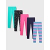 Amazon Essentials Girls’ Cotton Stretch Leggings, Multipacks(5-pack Starburst)