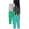 Amazon Essentials Girls’ Cotton Stretch Leggings, Multipacks(Black/Floral/Green Candy/Grey/Turquoise Blue Stripe)