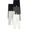 Amazon Essentials Girls’ Cotton Stretch Leggings, Multipacks(Black/Grey Heather/White)