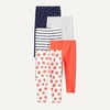 Amazon Essentials Girls’ Cotton Stretch Leggings, Multipacks(Red Orange/Heather Grey/Apples)