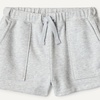 Amazon Essentials Girls’ French Terry Patch Pocket Shorts(Light Grey Heather)