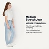 Amazon Essentials Girls’ Medium Stretch Mid-Rise Straight-Fit Jeans(Iced Blue Light Wash)