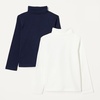 Amazon Essentials Girls’ Slim Fit Turtleneck T-Shirt, Pack of 2(Ivory/Navy)