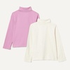 Amazon Essentials Girls’ Slim Fit Turtleneck T-Shirt, Pack of 2(Oatmeal Heather/Mauve)