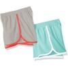Amazon Essentials Girls and Toddlers’ Active Performance Running Shorts with Elasticized Waistband, Pack of 2(Aqua Blue/Grey)
