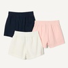 Amazon Essentials Girls and Toddlers’ Cotton Pull-On Shorts, Breathable, Stretchy with Drawstring(Ivory/Navy/Pink)
