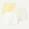 Amazon Essentials Girls and Toddlers’ Cotton Pull-On Shorts, Breathable, Stretchy with Drawstring(Oatmeal Heather/Pastel Yellow/White)