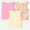 Amazon Essentials Girls and Toddlers’ Cotton Ruffle Tank Tops, Pack of 3(Badges/Unicorn/Wander)