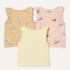 Amazon Essentials Girls and Toddlers’ Cotton Ruffle Tank Tops, Pack of 3(Cool Cat/Tiger/Tropical Fruit)