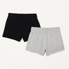 Amazon Essentials Girls and Toddlers’ French Terry Sweatshorts, Pack of 2(Black/Light Grey Heather)