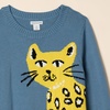 Amazon Essentials Girls and Toddlers’ Knitted Pullover Crewneck Sweater(Blue Cat)