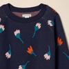 Amazon Essentials Girls and Toddlers’ Knitted Pullover Crewneck Sweater(Dark Navy  Flower Stems)