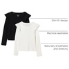 Amazon Essentials Girls and Toddlers’ Long Sleeve Ruffle T-Shirt(Black/Ivory)