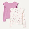 Amazon Essentials Girls and Toddlers’ Long Sleeve Ruffle T-Shirt(Mauve/Butterflies)