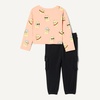 Amazon Essentials Girls and Toddlers’ Long Sleeve T-Shirt and Pull on Pants Set(Black/Cool Cat)