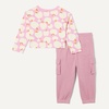 Amazon Essentials Girls and Toddlers’ Long Sleeve T-Shirt and Pull on Pants Set(Mauve/Apples)
