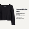 Amazon Essentials Girls and Toddlers’ Long-Sleeve Cropped Rib Top(Black)