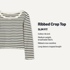 Amazon Essentials Girls and Toddlers’ Long-Sleeve Cropped Rib Top(Eggshell White Black French Stripes)