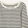 Amazon Essentials Girls and Toddlers’ Long-Sleeve Cropped Rib Top(Eggshell White Black French Stripes)