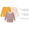 Amazon Essentials Girls and Toddlers’ Long-Sleeve Knit Thermal T-Shirts, Pack of 3(3-pack Gold Floral)