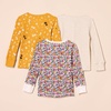 Amazon Essentials Girls and Toddlers’ Long-Sleeve Knit Thermal T-Shirts, Pack of 3(3-pack Gold Floral)