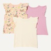 Amazon Essentials Girls and Toddlers’ Sleeveless Ruffle Sleeve T-Shirt, Pack of 3(Badges/Unicorn/Wander)
