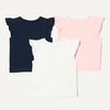 Amazon Essentials Girls and Toddlers’ Sleeveless Ruffle Sleeve T-Shirt, Pack of 3(Ivory/Navy/Pink)