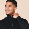 Amazon Essentials Men’s 100% Cotton Quarter-Zip Mock Neck Sweater(Black)
