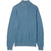 Amazon Essentials Men’s 100% Cotton Quarter-Zip Mock Neck Sweater(Blue)