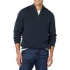 Amazon Essentials Men’s 100% Cotton Quarter-Zip Mock Neck Sweater(Navy)