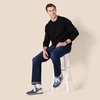 Amazon Essentials Men’s Cable Knit Long-Sleeve Crewneck Sweater, 100% Cotton, Big & Tall Options Available(Black)