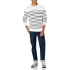 Amazon Essentials Men’s Cable Knit Long-Sleeve Crewneck Sweater, 100% Cotton, Big & Tall Options Available(Navy White Placed Stripe)