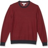 Amazon Essentials Men’s Cable Knit Long-Sleeve Crewneck Sweater, 100% Cotton, Big & Tall Options Available(Navy/Red Stripe)
