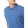 Amazon Essentials Men’s Long-Sleeve Pique Polo Shirt(Blue)