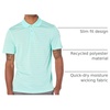 Amazon Essentials Men’s Moisture Wicking Golf Polo Shirt, Short Sleeve, Slim-Fit, Quick-Dry, Active Wear(Aqua Stripe)