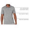 Amazon Essentials Men’s Slim-Fit Quick-Dry Moisture Wicking Tech Stretch Short Sleeve Lightweight Golf Polo Shirt(Dark Grey Heather)