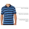 Amazon Essentials Men’s Slim-Fit Short-Sleeve Cotton Pique Polo Shirt(Black Blue Rugby Stripe)