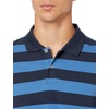 Amazon Essentials Men’s Slim-Fit Short-Sleeve Cotton Pique Polo Shirt(Black Blue Rugby Stripe)