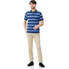 Amazon Essentials Men’s Slim-Fit Short-Sleeve Cotton Pique Polo Shirt(Blue/Navy Rugby Stripe)