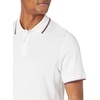 Amazon Essentials Men’s Slim-Fit Short-Sleeve Cotton Pique Polo Shirt(White Thin Stripe)