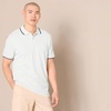Amazon Essentials Men’s Slim-Fit Short-Sleeve Cotton Pique Polo Shirt(White/Red and Navy Tipped)