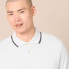 Amazon Essentials Men’s Slim-Fit Short-Sleeve Cotton Pique Polo Shirt(White/Red and Navy Tipped)