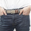 Amazon Essentials Men’s Stretch Woven Braid Belt with Metal Buckle(Khaki Brown)