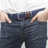 Amazon Essentials Men’s Stretch Woven Braid Belt with Metal Buckle(Navy)