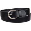 Amazon Essentials Women’s Raw Edge Jeans Belt with Wide Waist Strap, Casual, Rounded Buckle(Black)